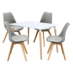 IDEA Jídelní stůl 120x80 UNO bílý + 4 židle QUATRO šedé