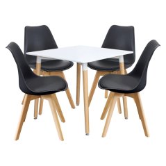 IDEA Jídelní stůl 80x80 QUATRO bílý + 4 židle QUATRO černé