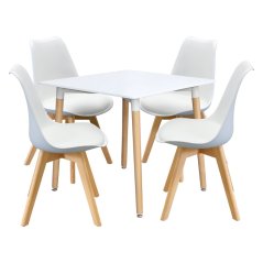IDEA Jídelní stůl 80x80 QUATRO bílý + 4 židle QUATRO bílé