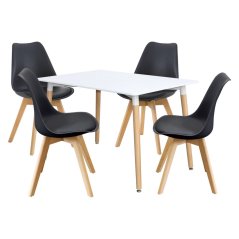 IDEA Jídelní stůl 120x80 UNO bílý + 4 židle QUATRO černé