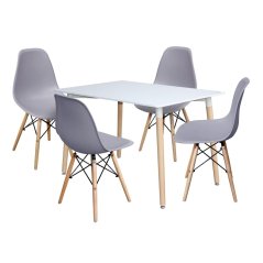 IDEA Jídelní stůl 120x80 UNO bílý + 4 židle UNO šedé